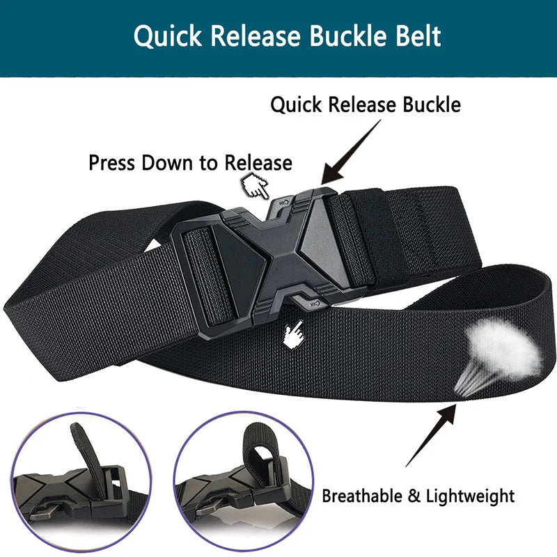 LionVII Tactical Belt, Elastic Stretch Military 1.5' Web Belt with Heavy Duty Quick Release Buckle for Waist Size Below 48' - This quick release elastic belt for men is durable comfortable &amp; breathable for outdoor sports & - LionVII Professional Gear