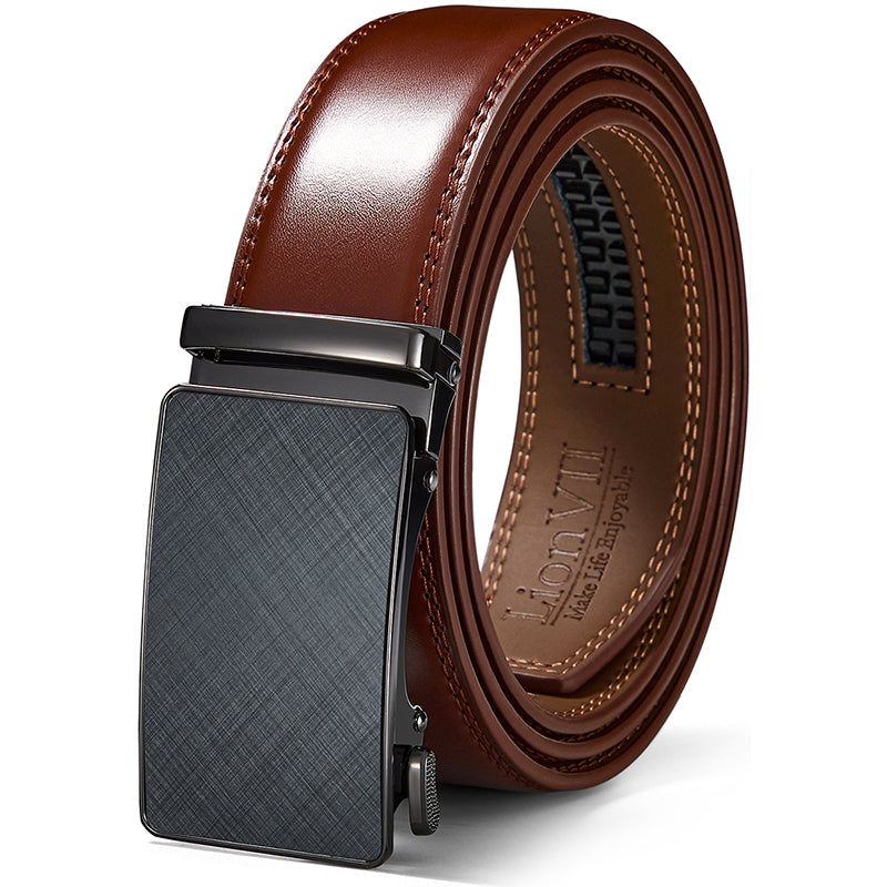 Men's Genuine Leather Belt Ratchet for Casual Trim Fit 29-50" Waist