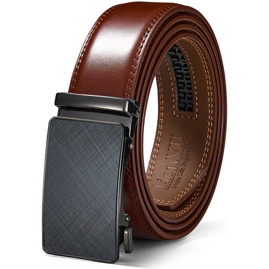 Men's Genuine Leather Belt Ratchet for Casual Trim Fit 29-50" Waist