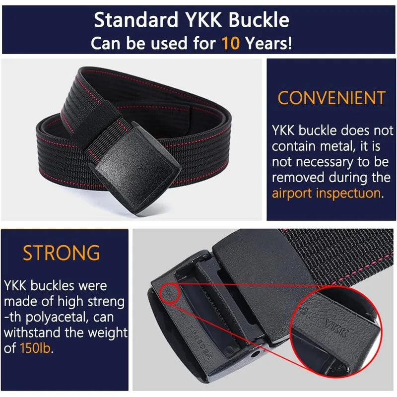 LionVII Men's Nylon Web Belt with YKK Plastic Buckle - Breathable and Durable Waist Strap for Work, Outdoor Sports and More - Adjustable Trim to Fit 28-49" Waist