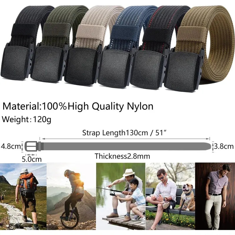 LionVII Men's Nylon Web Belt with YKK Plastic Buckle - Breathable and Durable Waist Strap for Work, Outdoor Sports and More - Adjustable Trim to Fit 28-49" Waist