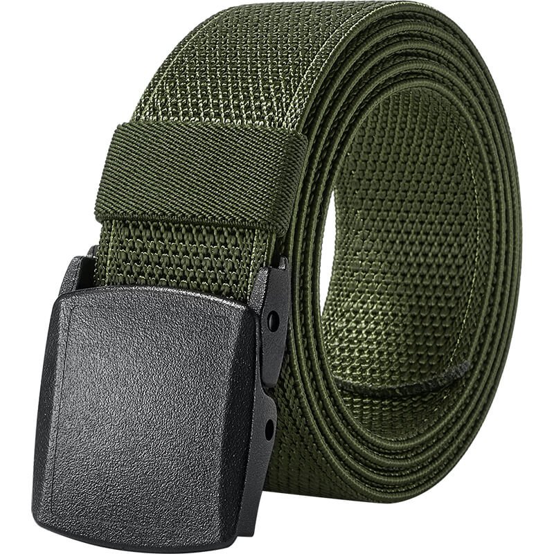 Men's Belts, Breathable Web Belt for Men with Plastic Buckle for Work Sports, Easy Trim to Fit 27- 46" Waist Army Green