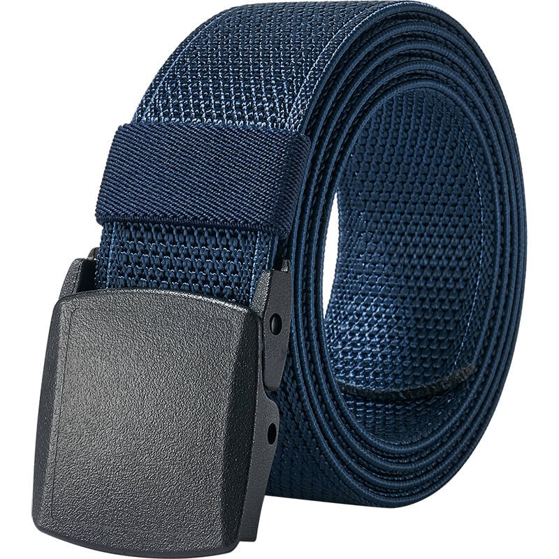 LionVII Men's Belts, Breathable Web Belt with Plastic Buckle for Work Sports, Easy Trim to Fit 27- 46" Waist Navy Blue