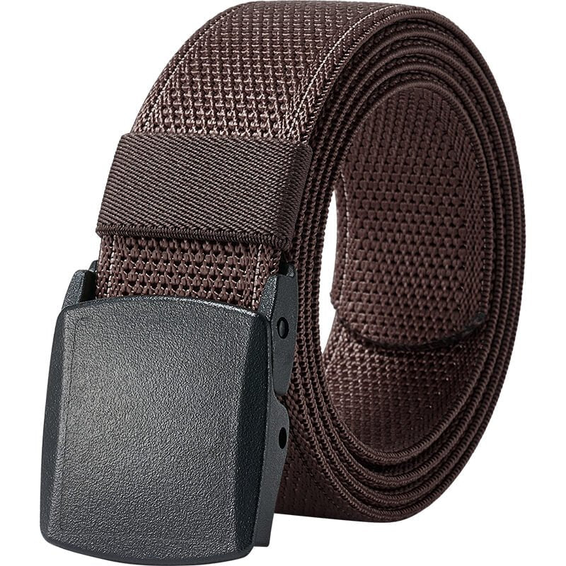 LionVII Men's Belts, Breathable Web Belt with Plastic Buckle for Work Sports, Easy Trim to Fit 27- 46" Waist Coffee