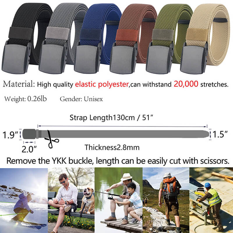 LionVII Men's Elastic Stretch Belts, Webbing Canvas Sports Belt for Men Women with Plastic Buckle for Outdoor Work Travel Golf - LionVII