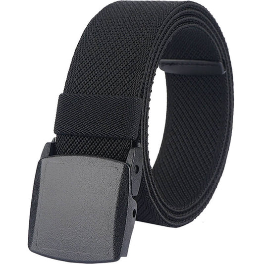 Men's Elastic Stretch Belts for Men Women with Plastic Buckle for Outdoor Work Travel Golf Black