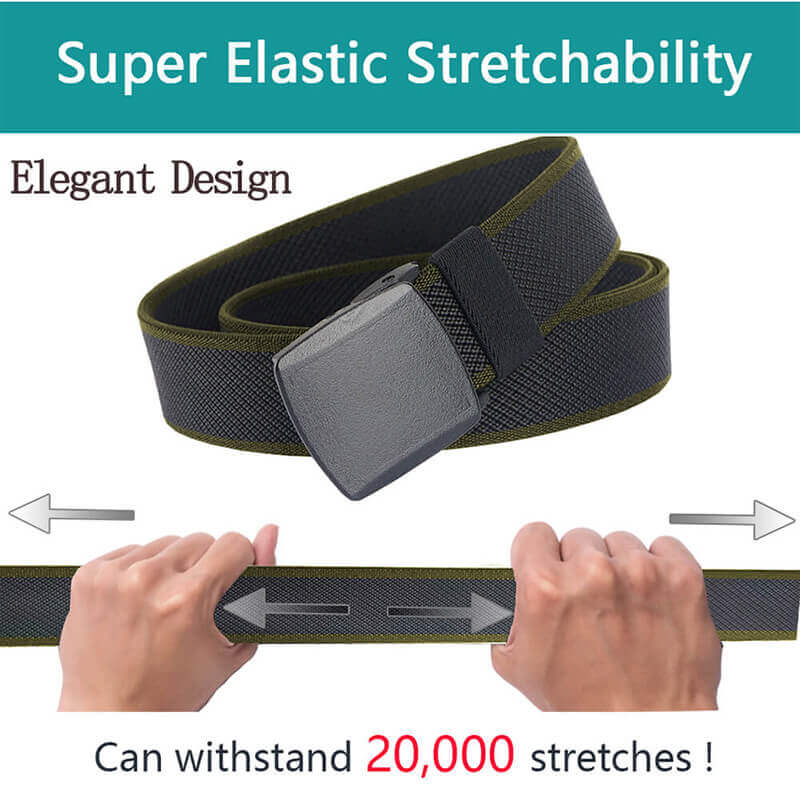 LionVII Men's Elastic Stretch Belts,Breathable Canvas Web Belt for Men Women with YKK Plastic Buckle for Travel Work Sports - LionVII