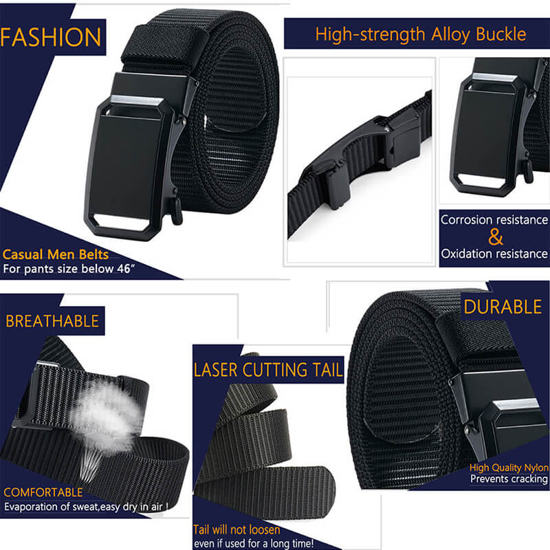 LionVII Cinturones elásticos para hombre, cinturón de lona elástico,  hebilla de plástico duradera para trabajo, viajes, deportes, ajuste para
